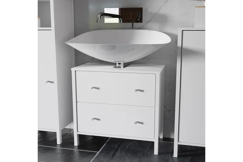 Allaskaappi Samkov 35x64 cm 2 laatikkoa - Valkoinen - Talo & remontointi - Keittiö & kylpyhuone - Kylpyhuone - Kylpyhuonekalusteet - Allaskaappi