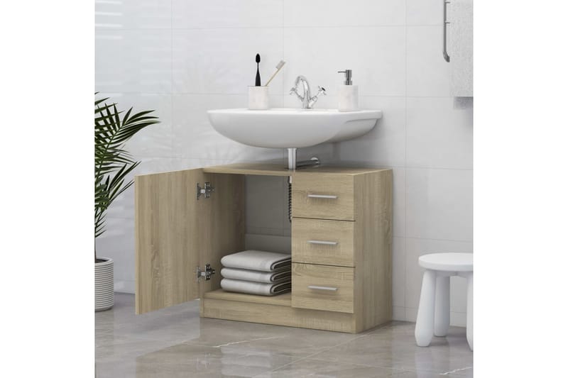 Allaskaappi Sonoma tammi 63x30x54 cm lastulevy - Ruskea - Talo & remontointi - Keittiö & kylpyhuone - Kylpyhuone - Kylpyhuonekalusteet - Allaskaappi