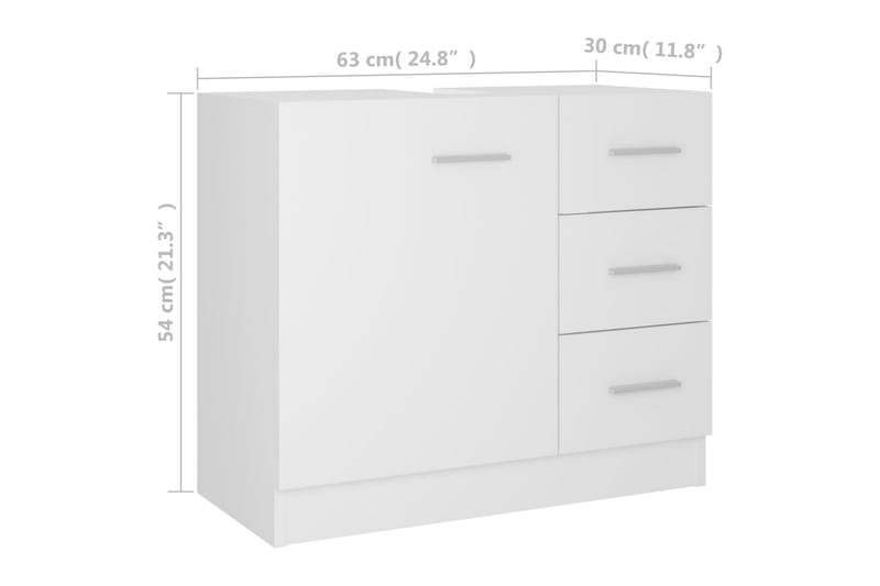 Allaskaappi valkoinen 63x30x54 cm lastulevy - Valkoinen - Talo & remontointi - Keittiö & kylpyhuone - Kylpyhuone - Kylpyhuonekalusteet - Allaskaappi