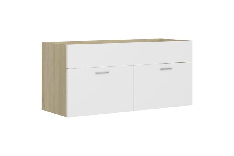 Allaskaappi valkoinen ja Sonoma-tammi 100x38,5x46 cm - Beige - Talo & remontointi - Keittiö & kylpyhuone - Kylpyhuone - Kylpyhuonekalusteet - Allaskaappi