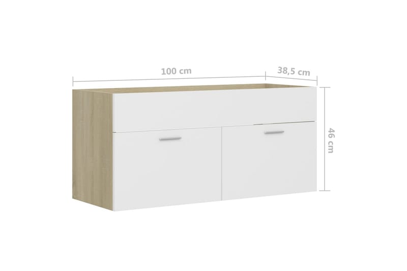 Allaskaappi valkoinen ja Sonoma-tammi 100x38,5x46 cm - Beige - Talo & remontointi - Keittiö & kylpyhuone - Kylpyhuone - Kylpyhuonekalusteet - Allaskaappi