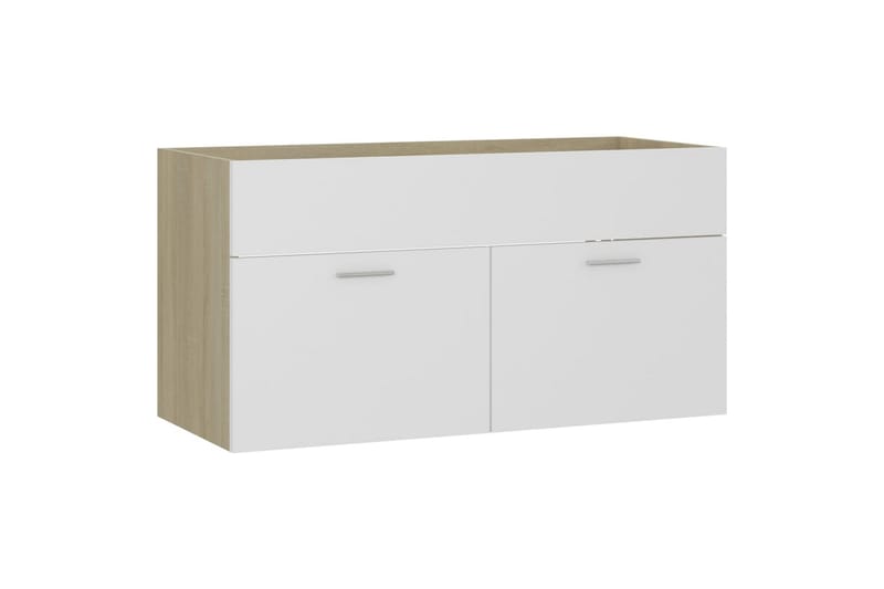 Allaskaappi valkoinen ja Sonoma-tammi 90x38,5x46 cm - Beige - Talo & remontointi - Keittiö & kylpyhuone - Kylpyhuone - Kylpyhuonekalusteet - Allaskaappi