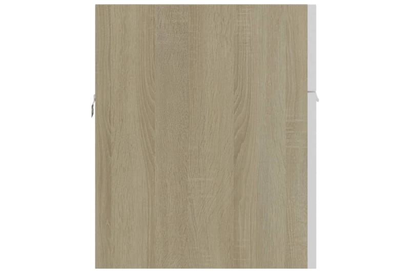 Allaskaappi valkoinen ja Sonoma-tammi 90x38,5x46 cm - Beige - Talo & remontointi - Keittiö & kylpyhuone - Kylpyhuone - Kylpyhuonekalusteet - Allaskaappi