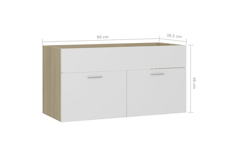 Allaskaappi valkoinen ja Sonoma-tammi 90x38,5x46 cm - Beige - Talo & remontointi - Keittiö & kylpyhuone - Kylpyhuone - Kylpyhuonekalusteet - Allaskaappi