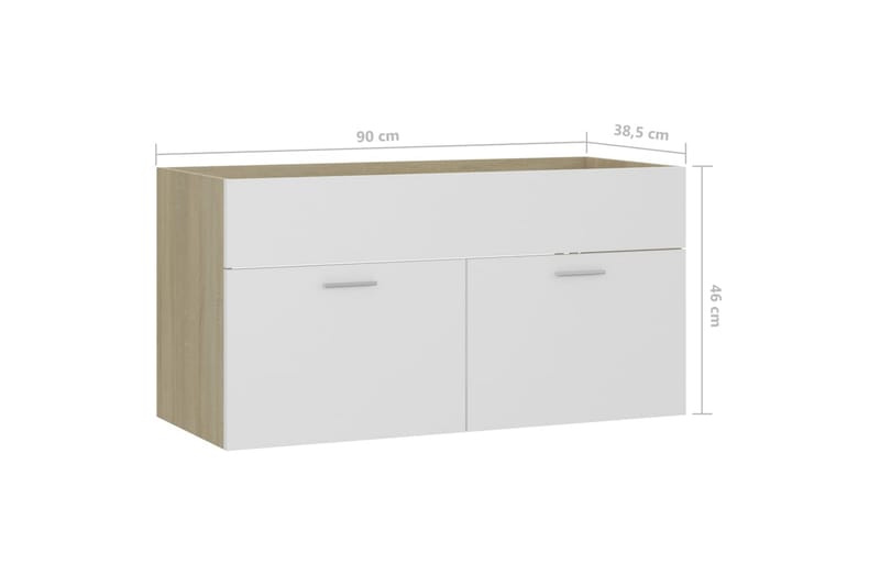 Allaskaappi valkoinen ja Sonoma-tammi 90x38,5x46 cm - Beige - Allaskaappi