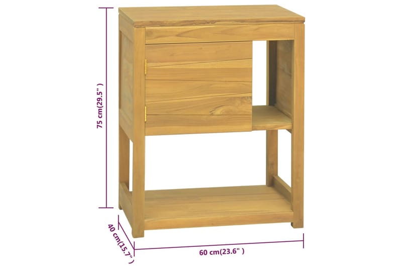 Kylpyhuoneen kaappi 60x40x75 cm täysi tiikki - Ruskea - Talo & remontointi - Keittiö & kylpyhuone - Kylpyhuone - Kylpyhuonekalusteet - Allaskaappi