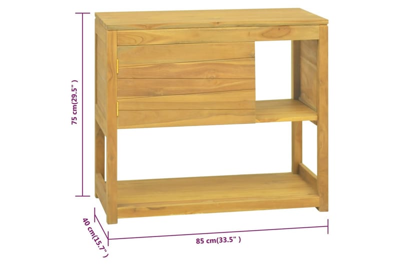 Kylpyhuoneen kaappi 85x40x75 cm täysi tiikki - Ruskea - Talo & remontointi - Keittiö & kylpyhuone - Kylpyhuone - Kylpyhuonekalusteet - Allaskaappi