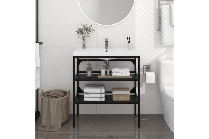 Kylpyhuoneen pesualtaan kehys musta 79x38x83 cm rauta - Musta - Allaskaappi