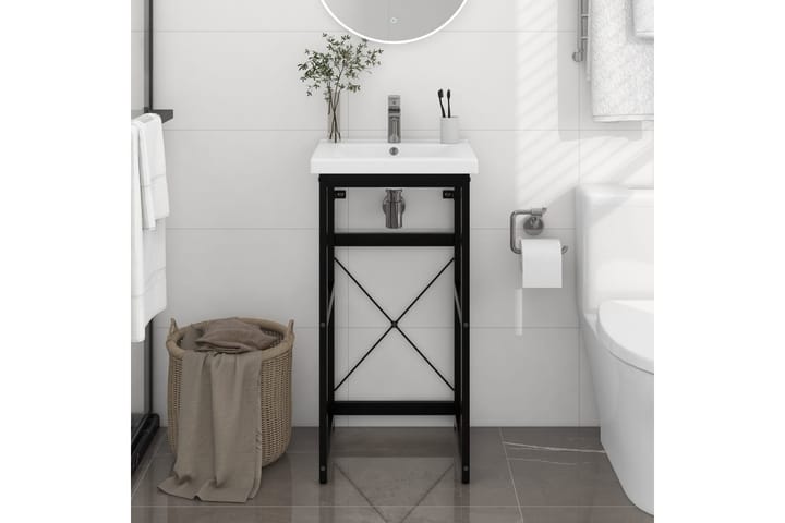 Kylpyhuoneen pesualtaan kehys musta 40x38x83 cm rauta - Musta - Allaskaappi