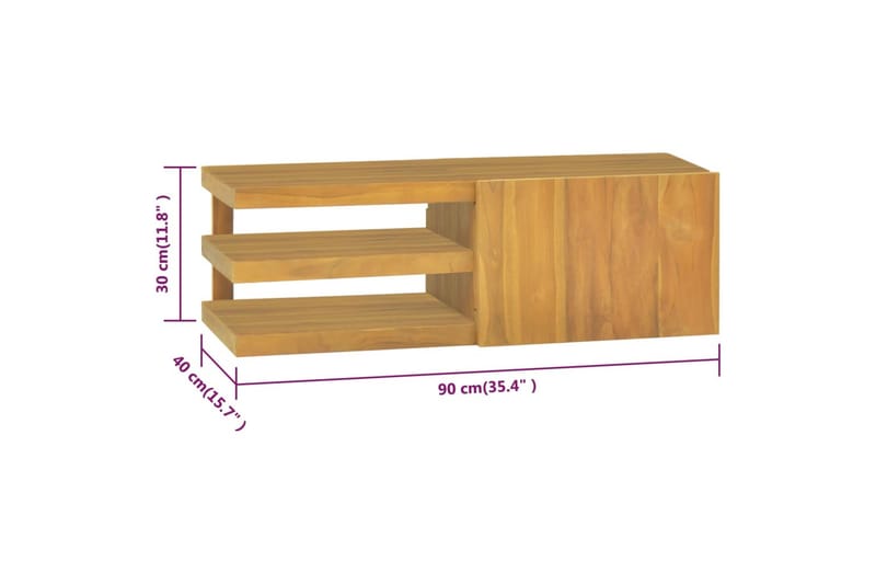 Seinäkiinnitettävä kylpyhuoneen kaappi 90x40x30 cm täysi tii - Ruskea - Talo & remontointi - Keittiö & kylpyhuone - Kylpyhuone - Kylpyhuonekalusteet - Allaskaappi