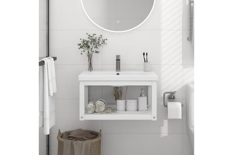 Seinäkiinnitettävä pesualtaan kehys valkoinen 59x38x31 cm ra - Valkoinen - Talo & remontointi - Keittiö & kylpyhuone - Kylpyhuone - Kylpyhuonekalusteet - Allaskaappi