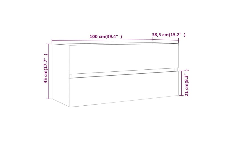 Allaskaappi harmaa Sonoma 100x38,5x45 cm tekninen puu - Harmaa - Allaskaappi