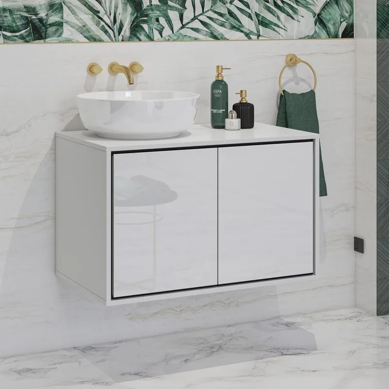 Allaskaappi Irvine 2 ovea - Valkoinen kiiltävä, 78 cm - Talo & remontointi - Keittiö & kylpyhuone - Kylpyhuone - Kylpyhuonekalusteet - Seinäkaappi & korkea kaappi