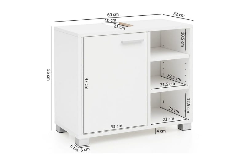 Allaskaappi Wohnling Kalvopinnoitettu lastulevy 1 ovi 3 säilytystilaa moderni - Talo & remontointi - Keittiö & kylpyhuone - Kylpyhuone - Kylpyhuonekalusteet - Seinäkaappi & korkea kaappi