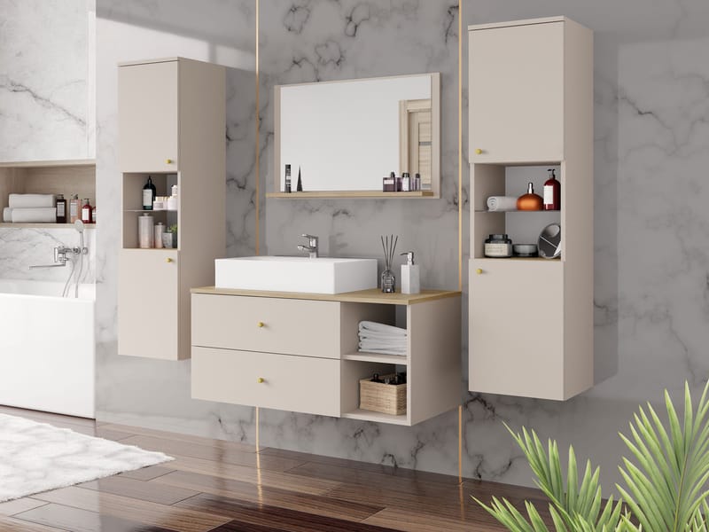 Askersund Kylpyhuoneen kalustepaketti - Beige - Talo & remontointi - Keittiö & kylpyhuone - Kylpyhuone - Kylpyhuonekalusteet - Kylpyhuonekalustepaketit