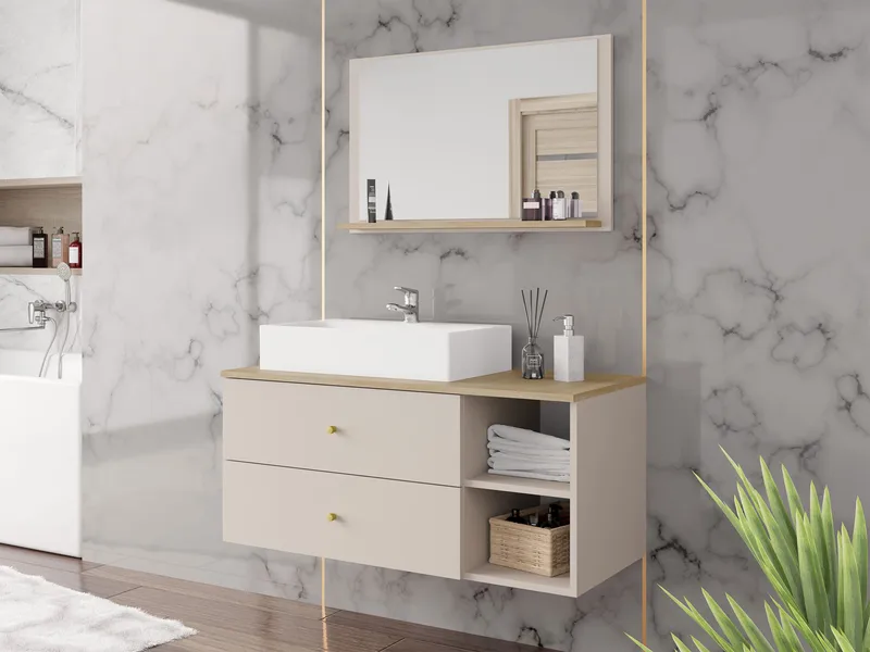 Askersund Kylpyhuoneen kalustepaketti - Beige - Talo & remontointi - Keittiö & kylpyhuone - Kylpyhuone - Kylpyhuonekalusteet - Kylpyhuonekalustepaketit