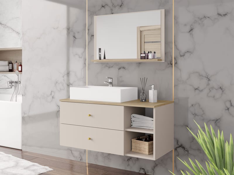 Askersund Kylpyhuoneen kalustepaketti - Beige - Talo & remontointi - Keittiö & kylpyhuone - Kylpyhuone - Kylpyhuonekalusteet - Kylpyhuonekalustepaketit