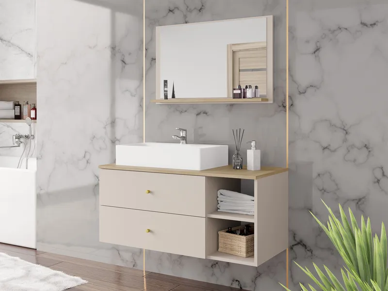 Askersund Kylpyhuoneen kalustepaketti - Beige - Talo & remontointi - Keittiö & kylpyhuone - Kylpyhuone - Kylpyhuonekalusteet - Kylpyhuonekalustepaketit