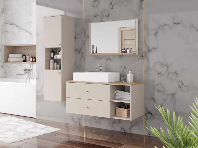 Askersund Kylpyhuoneen kalustepaketti - Beige - Talo & remontointi - Keittiö & kylpyhuone - Kylpyhuone - Kylpyhuonekalusteet - Kylpyhuonekalustepaketit