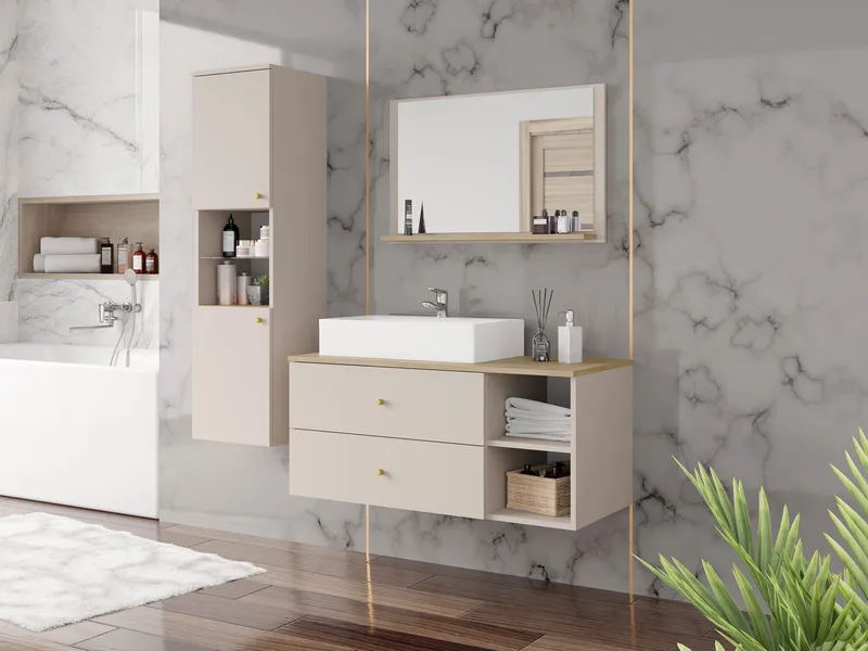 Askersund Kylpyhuoneen kalustepaketti - Beige - Talo & remontointi - Keittiö & kylpyhuone - Kylpyhuone - Kylpyhuonekalusteet - Kylpyhuonekalustepaketit