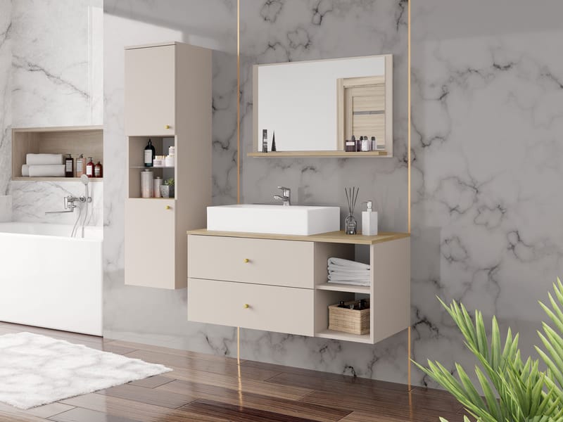 Askersund Kylpyhuoneen kalustepaketti - Beige - Talo & remontointi - Keittiö & kylpyhuone - Kylpyhuone - Kylpyhuonekalusteet - Kylpyhuonekalustepaketit
