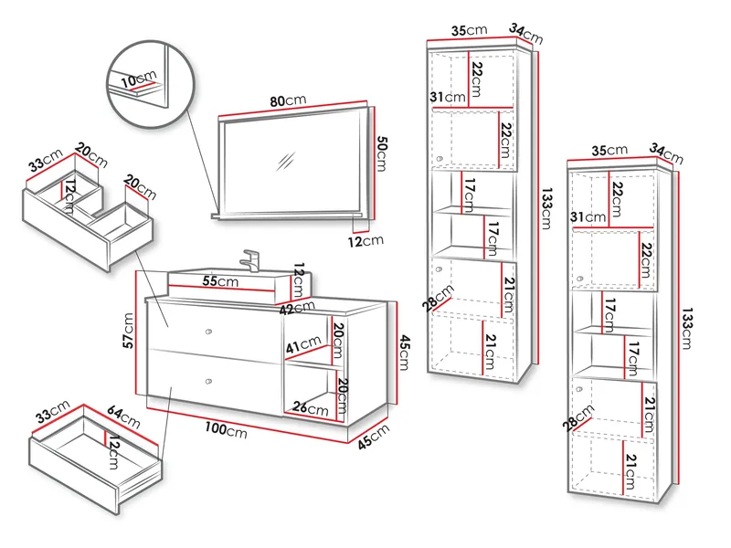 Askersund Kylpyhuoneen kalustepaketti - Beige - Talo & remontointi - Keittiö & kylpyhuone - Kylpyhuone - Kylpyhuonekalusteet - Kylpyhuonekalustepaketit