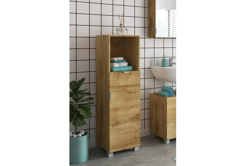 Atlas Korkea kaappi kylpyhuoneeseen 129x38x36 cm - Luonto - Talo & remontointi - Keittiö & kylpyhuone - Kylpyhuone - Kylpyhuonekalusteet - Kylpyhuonekaapit