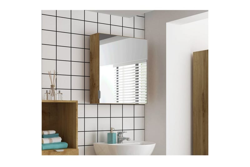 Atlas Seinähylly Peilillä 60x65 cm - Luonto - Talo & remontointi - Keittiö & kylpyhuone - Kylpyhuone - Kylpyhuonekalusteet - Peilikaapit