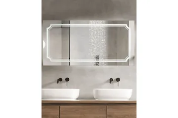 Badrumsspegel med LED Beliani Arromachnes Silver - Talo & remontointi - Keittiö & kylpyhuone - Kylpyhuone - Kylpyhuonekalusteet - Kylpyhuoneen peilit