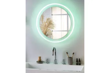 Badrumsspegel med LED Beliani Brinay Silver - Talo & remontointi - Keittiö & kylpyhuone - Kylpyhuone - Kylpyhuonekalusteet - Kylpyhuoneen peilit