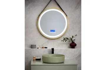 Badrumsspegel med LED Beliani Darois GOLD||Black - Talo & remontointi - Keittiö & kylpyhuone - Kylpyhuone - Kylpyhuonekalusteet - Kylpyhuoneen peilit