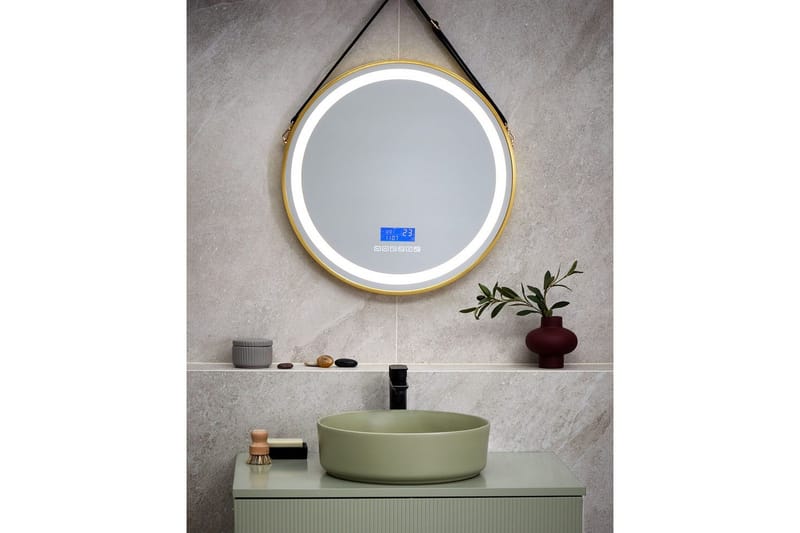 Badrumsspegel med LED Beliani Darois GOLD||Black - Talo & remontointi - Keittiö & kylpyhuone - Kylpyhuone - Kylpyhuonekalusteet - Kylpyhuoneen peilit