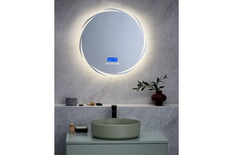 Badrumsspegel med LED Beliani Tanay Silver - Talo & remontointi - Keittiö & kylpyhuone - Kylpyhuone - Kylpyhuonekalusteet - Kylpyhuoneen peilit