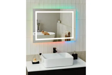 Badrumsspegel med LED Beliani Prenois Silver - Talo & remontointi - Keittiö & kylpyhuone - Kylpyhuone - Kylpyhuonekalusteet - Kylpyhuoneen peilit
