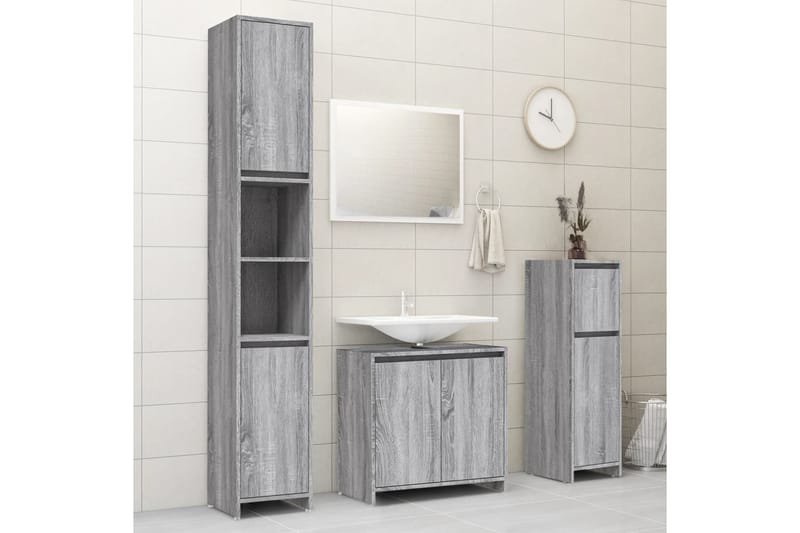 beBasic Kylpyhuoneen kaappi harmaa Sonoma 30x30x95 cm tekninen puu - Harmaa - Talo & remontointi - Keittiö & kylpyhuone - Kylpyhuone - Kylpyhuonekalusteet - Kylpyhuonekaapit