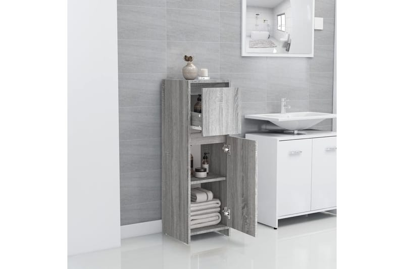 beBasic Kylpyhuoneen kaappi harmaa Sonoma 30x30x95 cm tekninen puu - Harmaa - Talo & remontointi - Keittiö & kylpyhuone - Kylpyhuone - Kylpyhuonekalusteet - Kylpyhuonekaapit