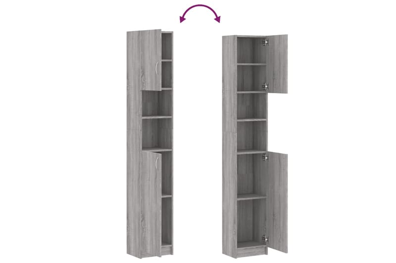 beBasic Kylpyhuoneen kaappi harmaa Sonoma 32x25,5x190 cm tekninen puu - Harmaa - Talo & remontointi - Keittiö & kylpyhuone - Kylpyhuone - Kylpyhuonekalusteet - Seinäkaappi & korkea kaappi
