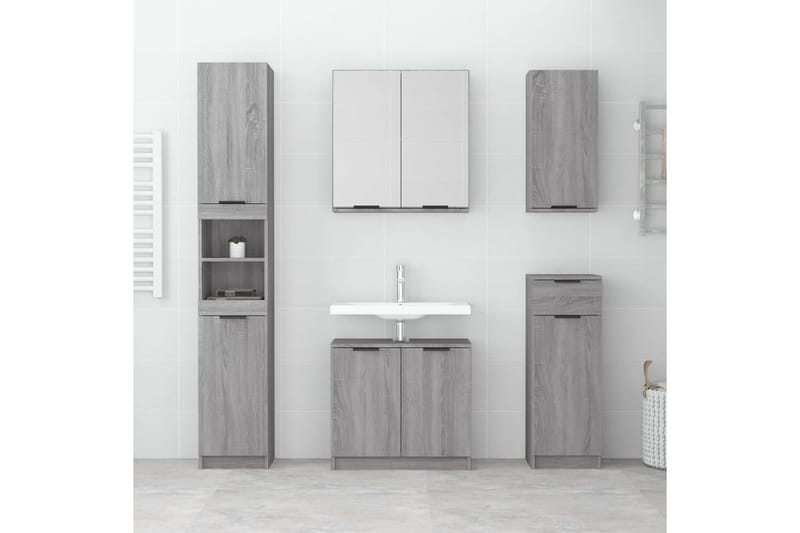 beBasic Kylpyhuoneen kaappi harmaa Sonoma 64,5x33,5x59 cm tekninen puu - Harmaa - Talo & remontointi - Keittiö & kylpyhuone - Kylpyhuone - Kylpyhuonekalusteet - Kylpyhuonekaapit