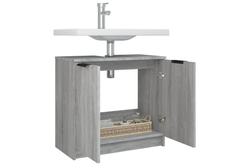 beBasic Kylpyhuoneen kaappi harmaa Sonoma 64,5x33,5x59 cm tekninen puu - Harmaa - Talo & remontointi - Keittiö & kylpyhuone - Kylpyhuone - Kylpyhuonekalusteet - Kylpyhuonekaapit