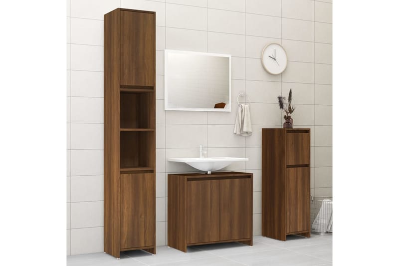 beBasic Kylpyhuoneen kaappi ruskea tammi 30x30x95 cm tekninen puu - Ruskea - Talo & remontointi - Keittiö & kylpyhuone - Kylpyhuone - Kylpyhuonekalusteet - Kylpyhuonekaapit