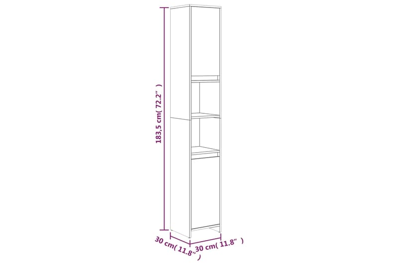 beBasic Kylpyhuoneen kaappi savutammi 30x30x183,5 cm tekninen puu - Ruskea - Kylpyhuoneekaappi valaistuksella - Seinäkaappi & korkea kaappi - Pyykkikaappi - Kylpyhuonekaapit