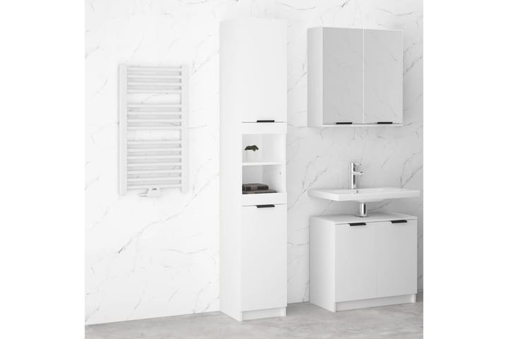 beBasic Kylpyhuoneen kaappi valkoinen 32x34x188,5 cm tekninen puu - Valkoinen - Kylpyhuoneekaappi valaistuksella - Kylpyhuonekaapit - Pyykkikaappi - Seinäkaappi & korkea kaappi
