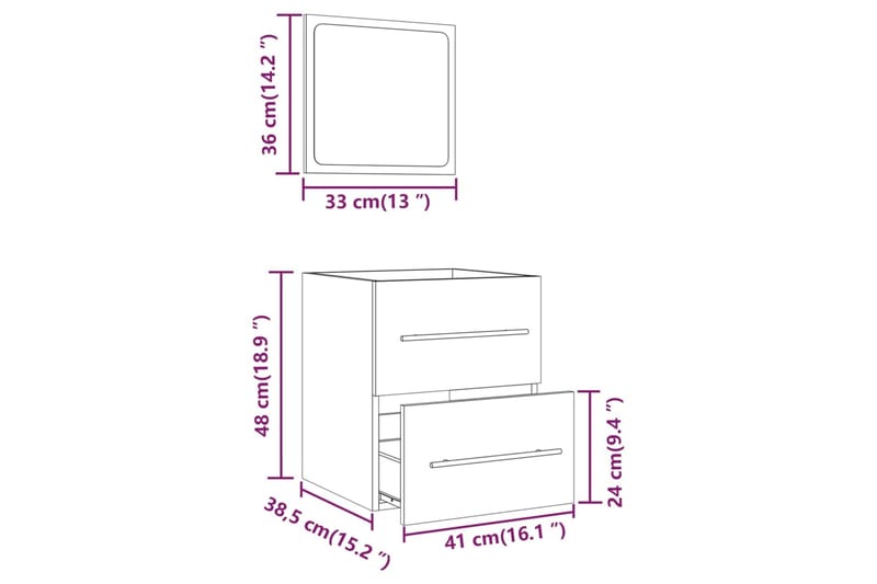 beBasic Kylpyhuoneen kaappi peilillä savutammi 41x38,5x48 cm - Ruskea - Talo & remontointi - Keittiö & kylpyhuone - Kylpyhuone - Kylpyhuonekalusteet - Kylpyhuonekaapit