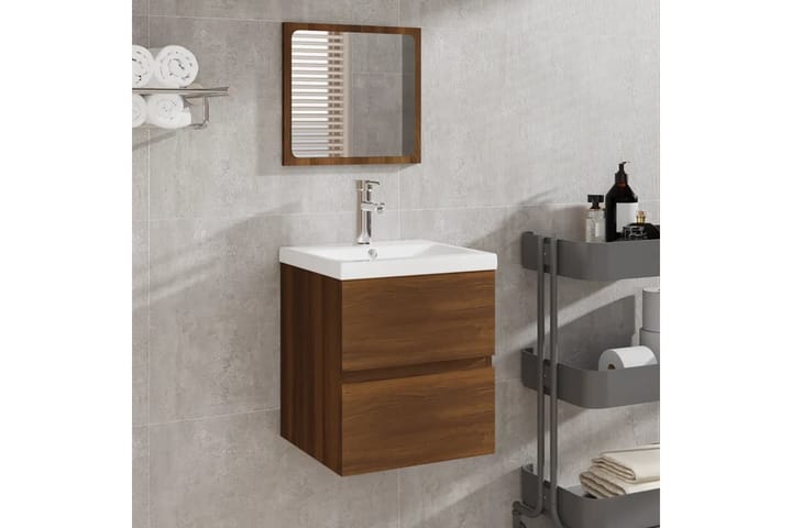beBasic Kylpyhuoneen kaappi peilillä ruskea tammi tekninen puu - Ruskea - Kylpyhuoneekaappi valaistuksella - Kylpyhuonekaapit - Seinäkaappi & korkea kaappi