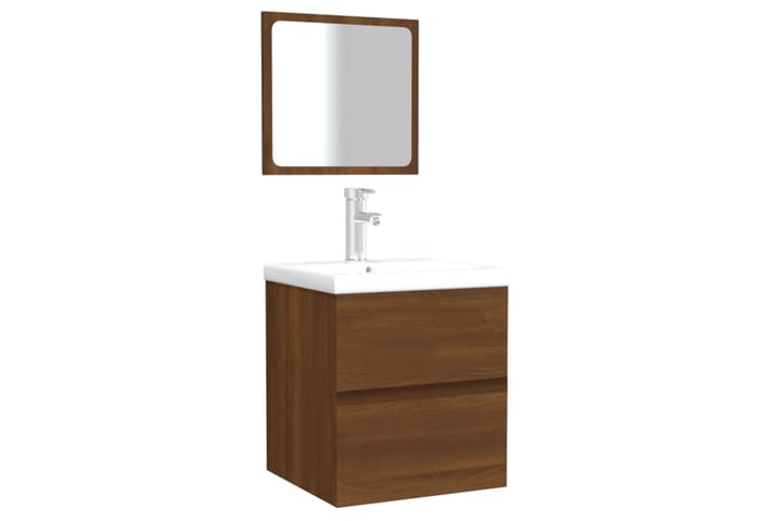 beBasic Kylpyhuoneen kaappi peilillä ruskea tammi tekninen puu - Ruskea - Kylpyhuoneekaappi valaistuksella - Seinäkaappi & korkea kaappi - Kylpyhuonekaapit