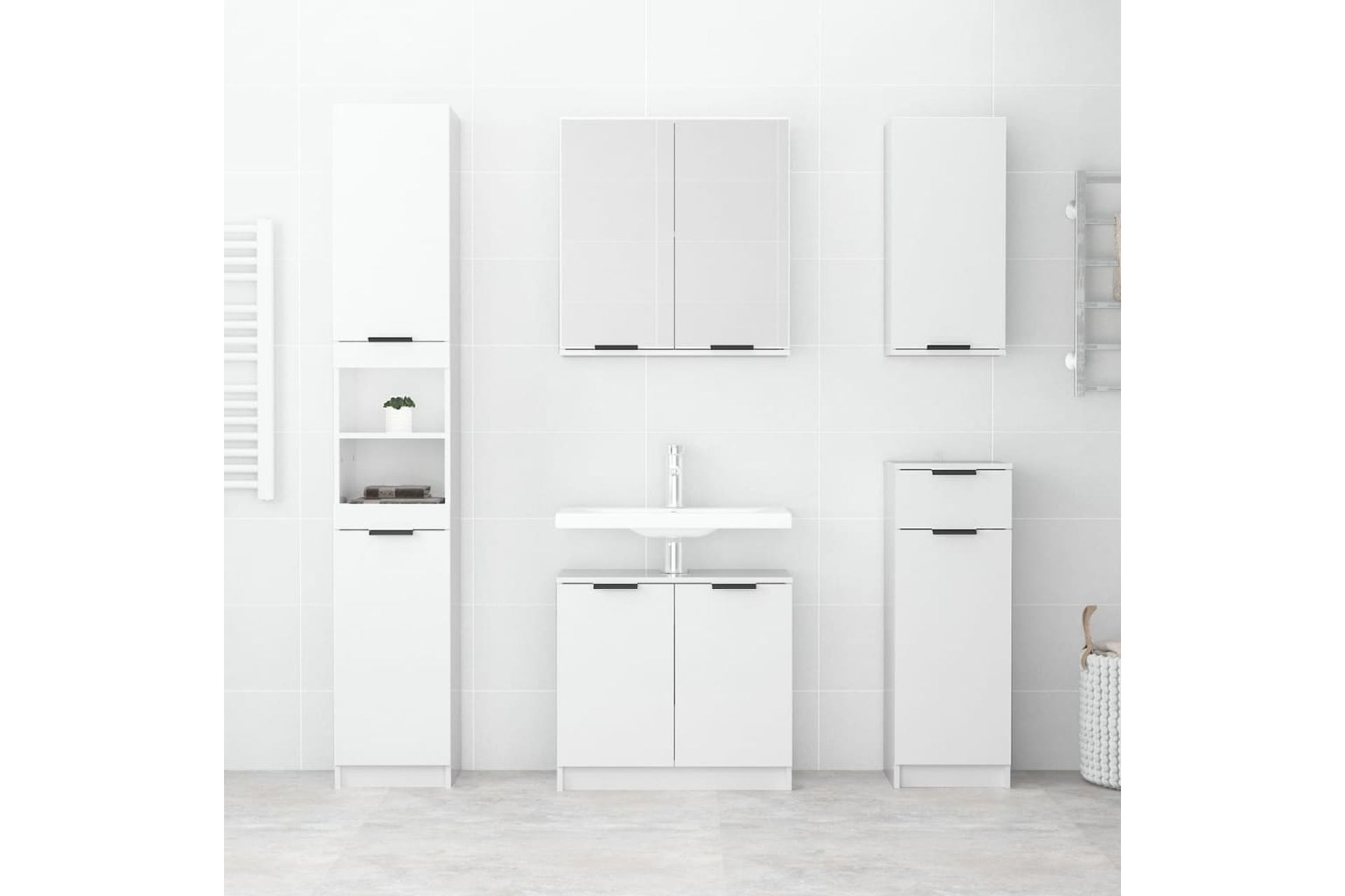 beBasic Seinäkiinnitettävä kylpyhuoneen kaappi korkeak valk 32x20x67 cm - Valkoinen - Talo & remontointi - Keittiö & kylpyhuone - Kylpyhuone - Kylpyhuonekalusteet - Kylpyhuonekaapit