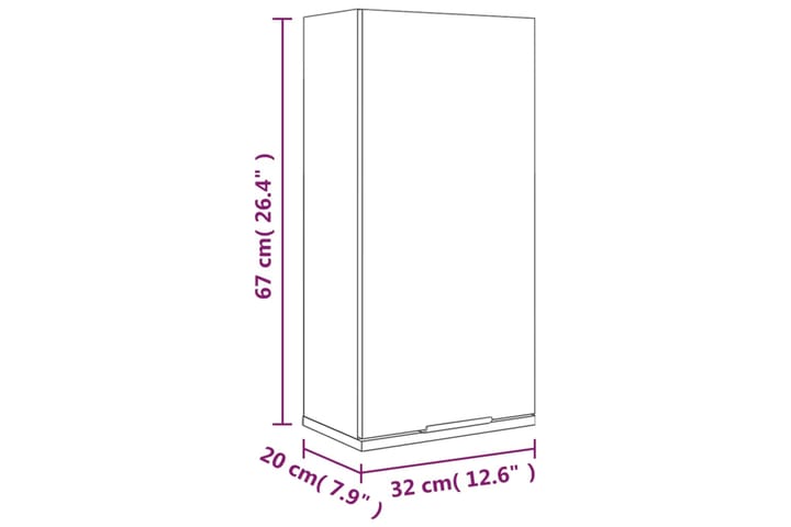 beBasic Seinäkiinnitettävä kylpyhuoneen kaappi savutammi 32x20x67 cm - Ruskea - Kylpyhuoneekaappi valaistuksella - Seinäkaappi & korkea kaappi - Kylpyhuonekaapit
