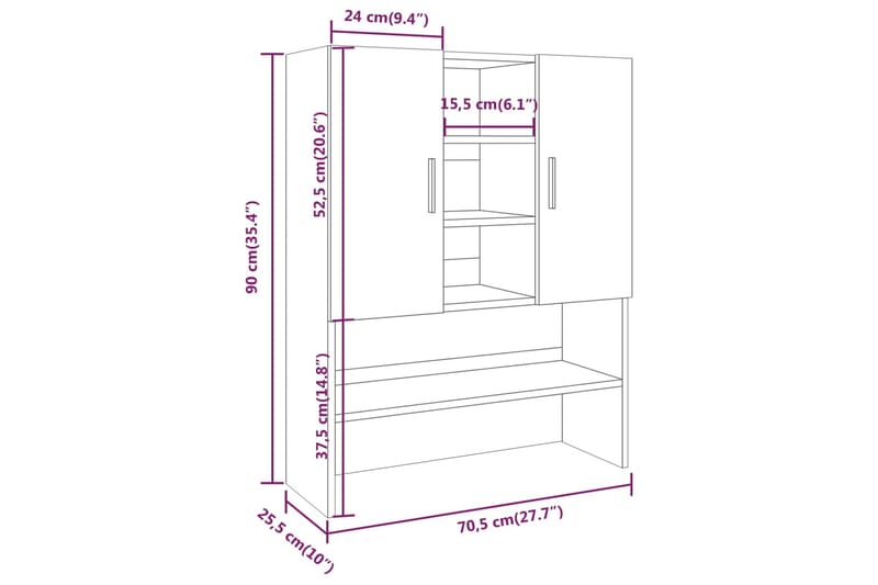 beBasic Pesukonekaappi ruskea tammi 70,5x25,5x90 cm - Talo & remontointi - Keittiö & kylpyhuone - Kylpyhuone - Kylpyhuonekalusteet - Kylpyhuonekaapit