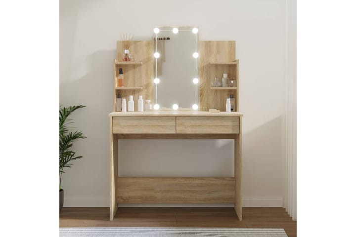beBasic Peilipöytä LED-valoilla Sonoma-tammi 96x40x142 cm - Ruskea - Peilikaapit - Kylpyhuoneekaappi valaistuksella