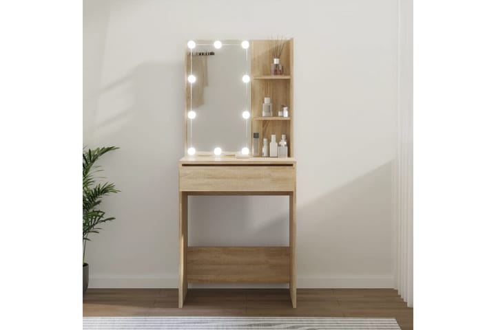 beBasic Peilipöytä LED-valoilla Sonoma-tammi 60x40x140 cm - Ruskea - Peilikaapit - Kylpyhuoneekaappi valaistuksella